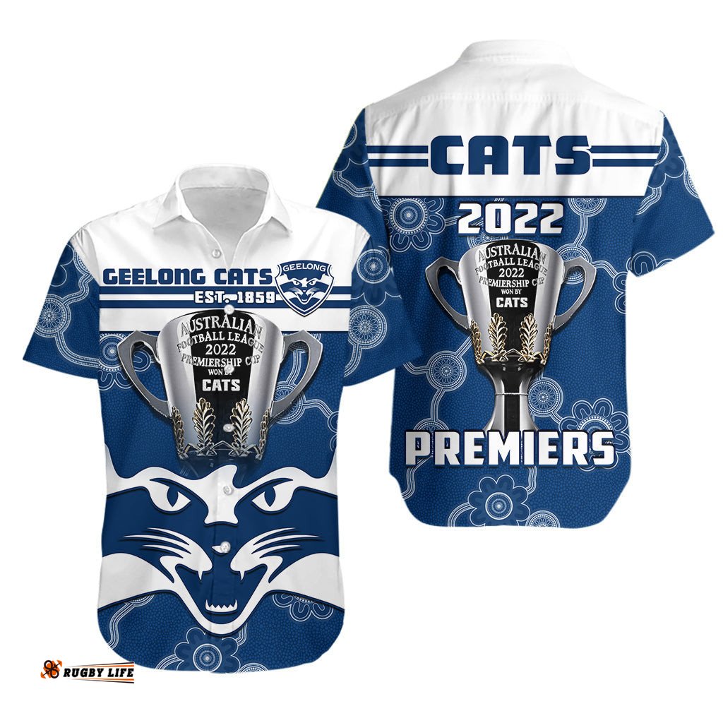 Cats Football Hawaiian Shirt Geelong Premiers Aboriginal