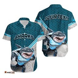 Custom Personalised Sharks Rugby Hawaiian Shirt Mix Aboriginal Simple