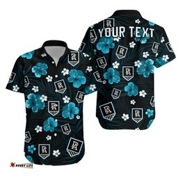 Custom Personalised Power Football Hawaiian Shirt Port Adelaide Premiers Tropical Flowers Simple