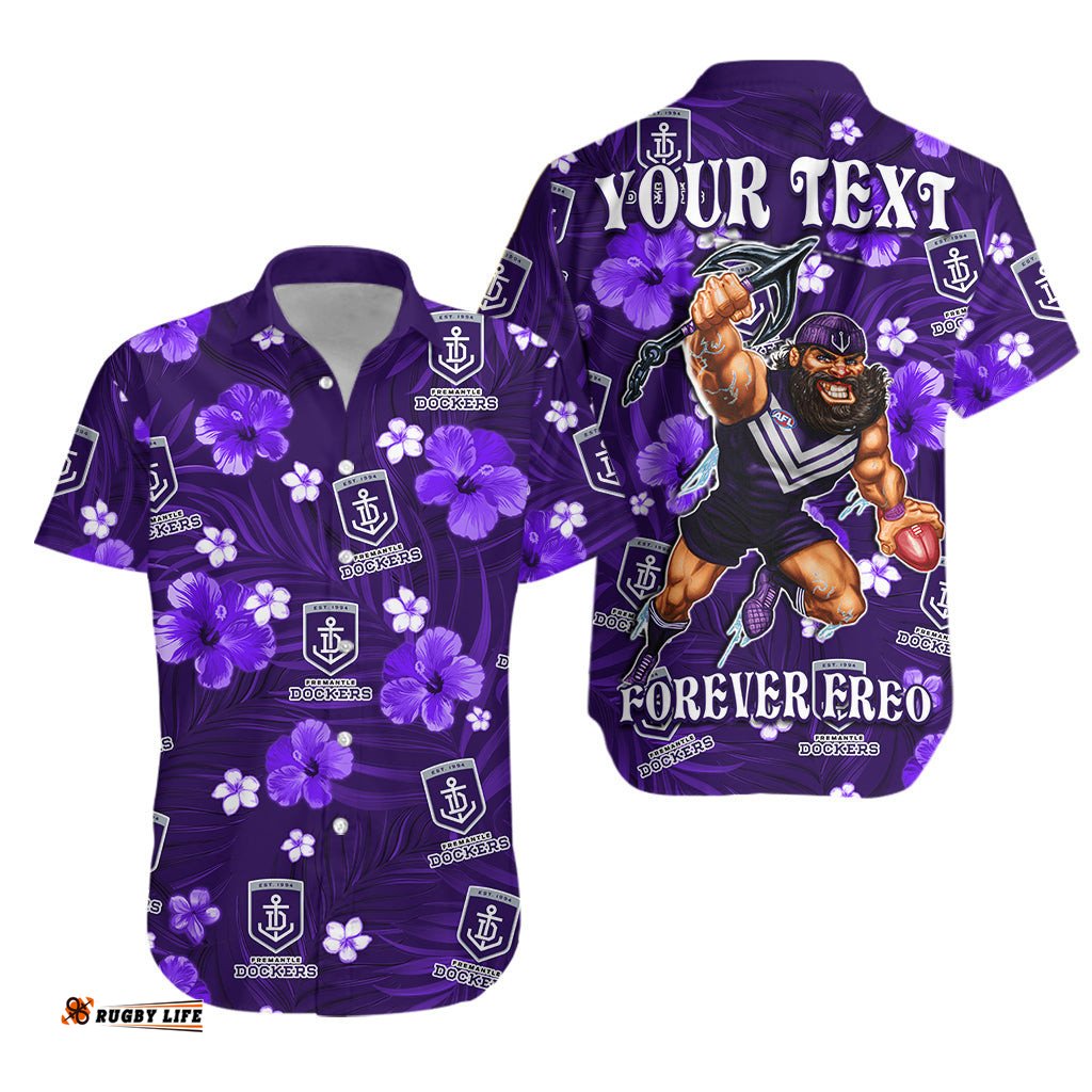 Custom Personalised Dockers Football Hawaiian Shirt Fremantle Premiers Tropical Flowers Impressive