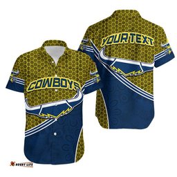 Custom Personalised Cowboys Rugby Hawaiian Shirt Mix Aboriginal Simple