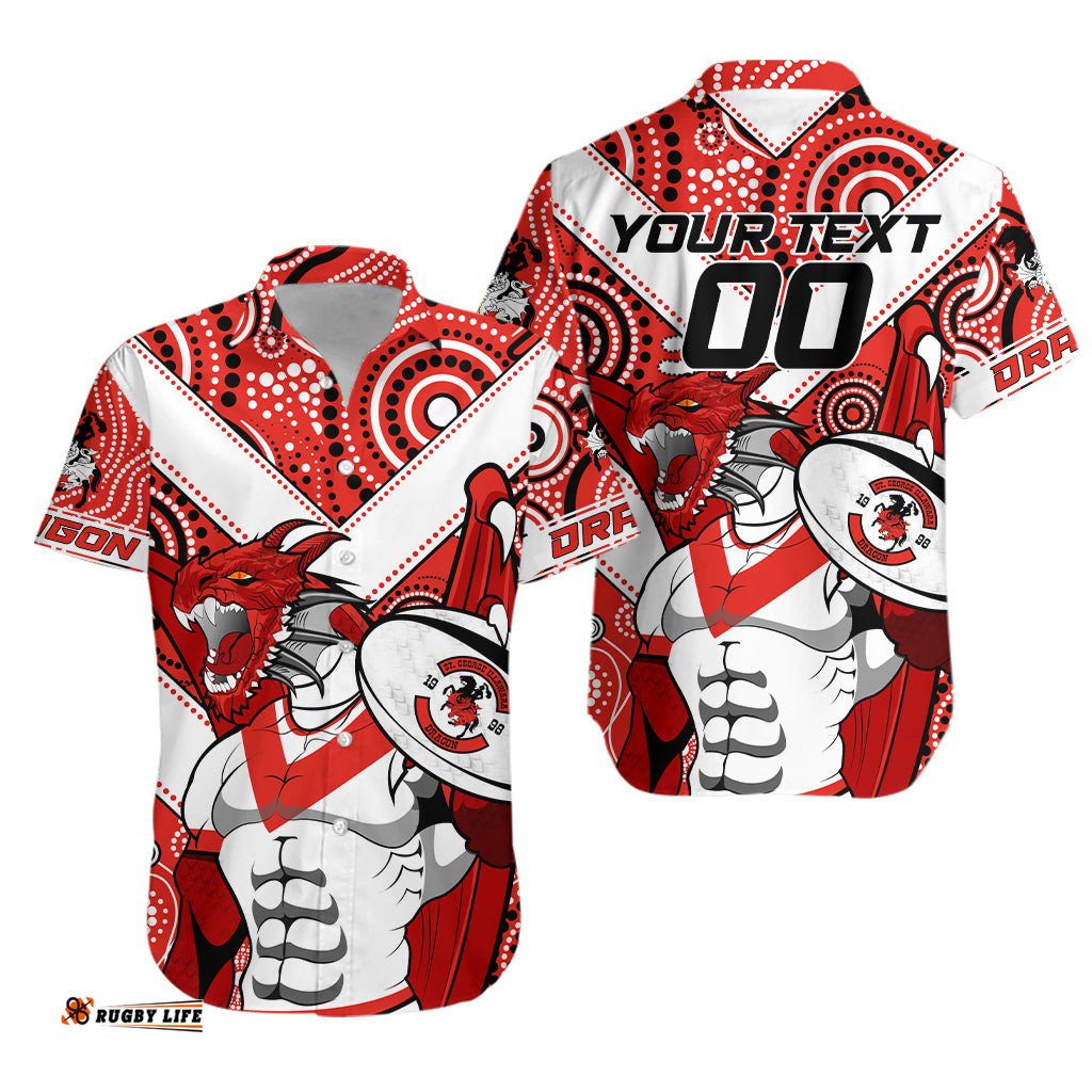 Custom Personalised Dragons Rugby Aboriginal St. George Illawarra Hawaiian Shirt