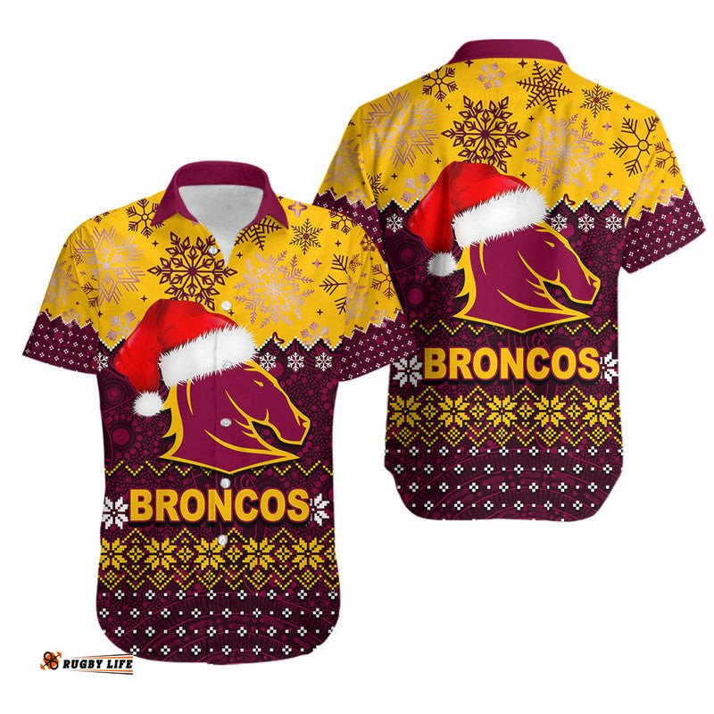 Broncos Rugby Hawaiian Shirt Christmas