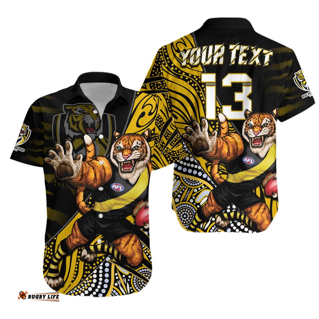 Custom Text and Number Richmond Football Hawaiian Shirt Aboriginal Go The Tigers Mascot