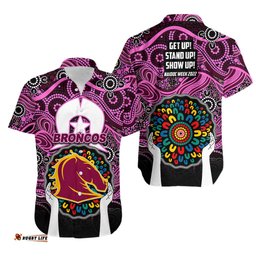 Broncos Rugby Hawaiian Shirt NAIDOC Week Patterns Pink Style