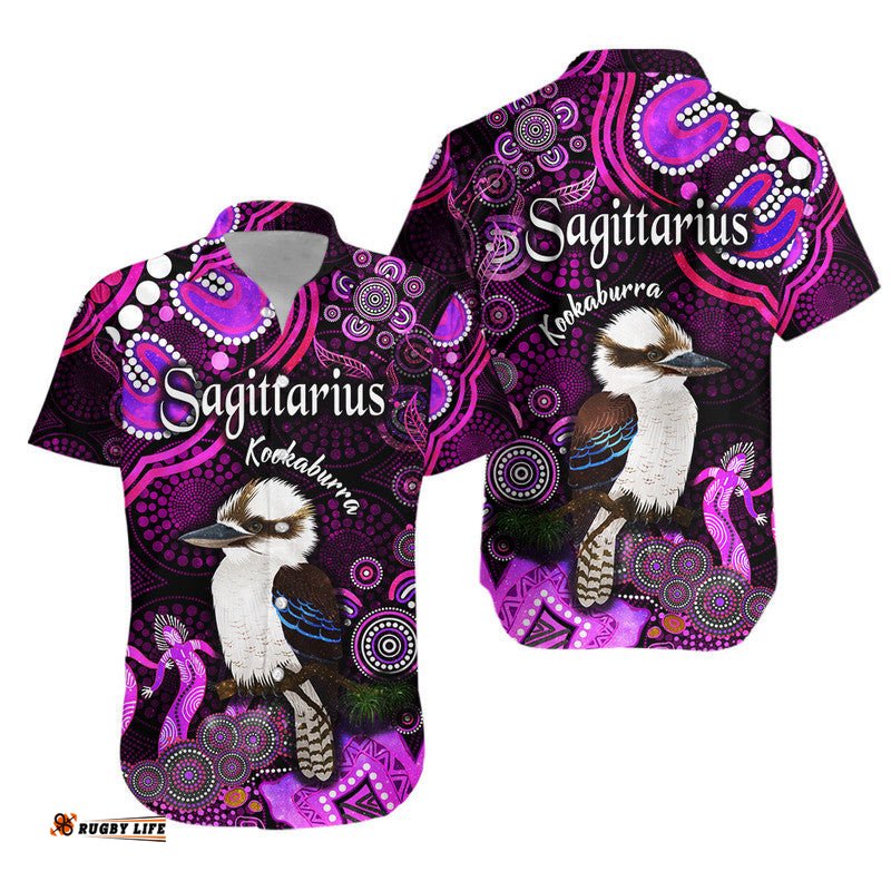 Australian Astrology Hawaiian Shirt Sagittarius Kookaburra Zodiac Aboriginal Vibes Pink