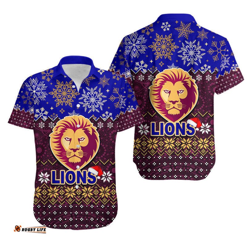 Lions Hawaiian Shirt Christmas