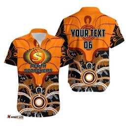 Custom Personalised And Number Perth Scorchers Hawaiian Shirt Cricket Dot Aboriginal