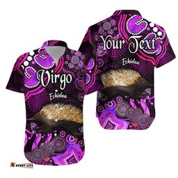 Custom Personalised Australian Astrology Hawaiian Shirt Virgo Echidna Zodiac Aboriginal Vibes Pink