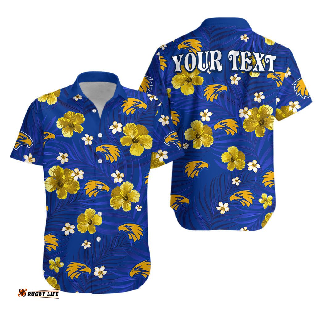 Custom Personalised Eagles Football Hawaiian Shirt West Coast Premiers Tropical Flowers Simple