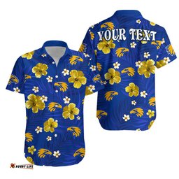 Custom Personalised Eagles Football Hawaiian Shirt West Coast Premiers Tropical Flowers Simple