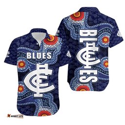 Carlton Blues Indigenous Aboriginal Style Hawaiian Shirt