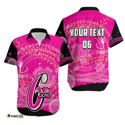 Custom Personalised And Number Sydney Sixers Hawaiian Shirt Cricket Aboriginal Vibe