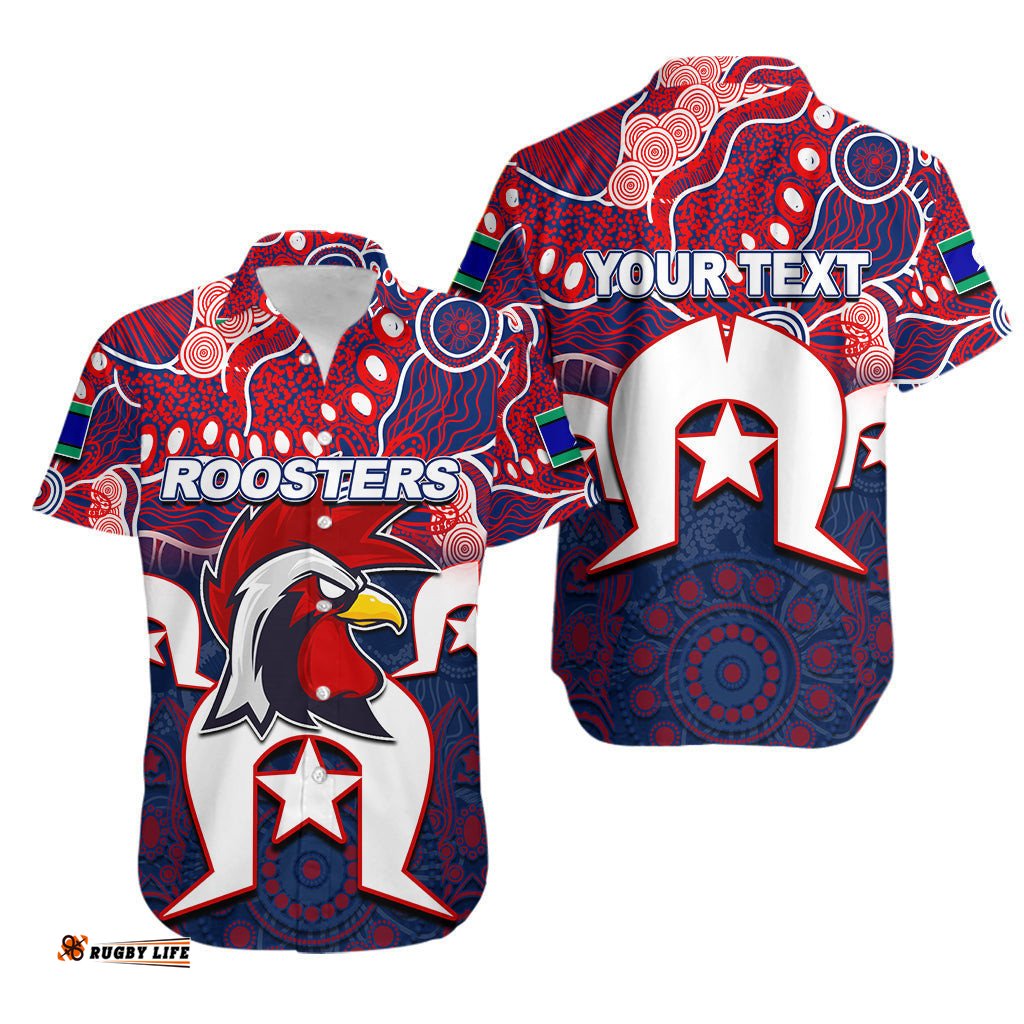 Custom Personalised Roosters Torres Strait Islanders Mix Aboriginal Hawaiaan Shirt