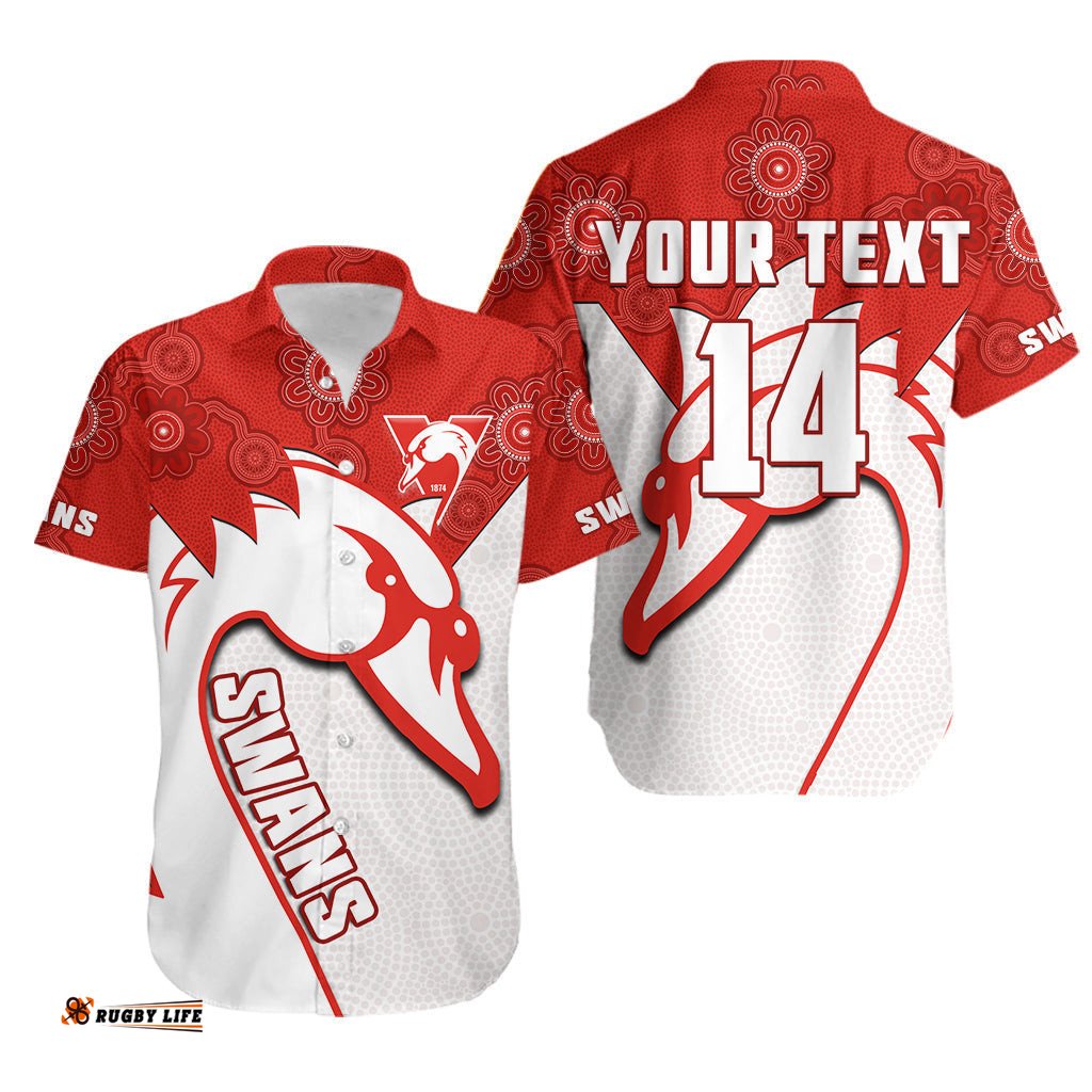 Custom Text And Number Sydney Football Hawaiian Shirt Swans 1874 Dot Painting Artsy