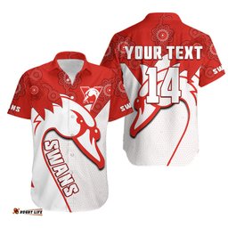Custom Text And Number Sydney Football Hawaiian Shirt Swans 1874 Dot Painting Artsy