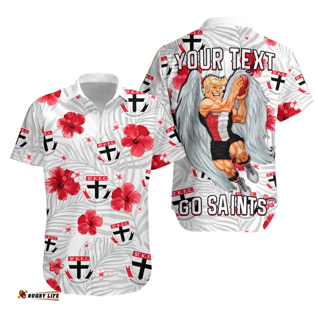 Custom Personalised Saints Football Hawaiian Shirt St Kilda Premiers Tropical Flowers Impressive