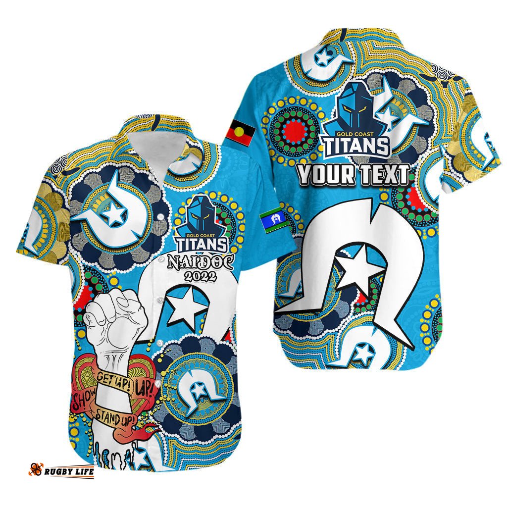 Custom Personalised Titans Rugby NAIDOC Week Hawaiian Shirt Let's Fight Together