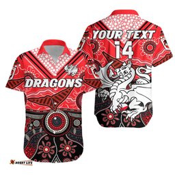 Custom Text And Number Dragons Rugby Hawaiian Shirt Indigenous Pattern Artsy Version