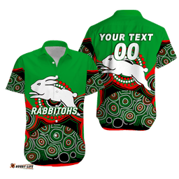 Custom Personalised Rabbitohs Rugby Aboriginal Art Hawaiian Shirt