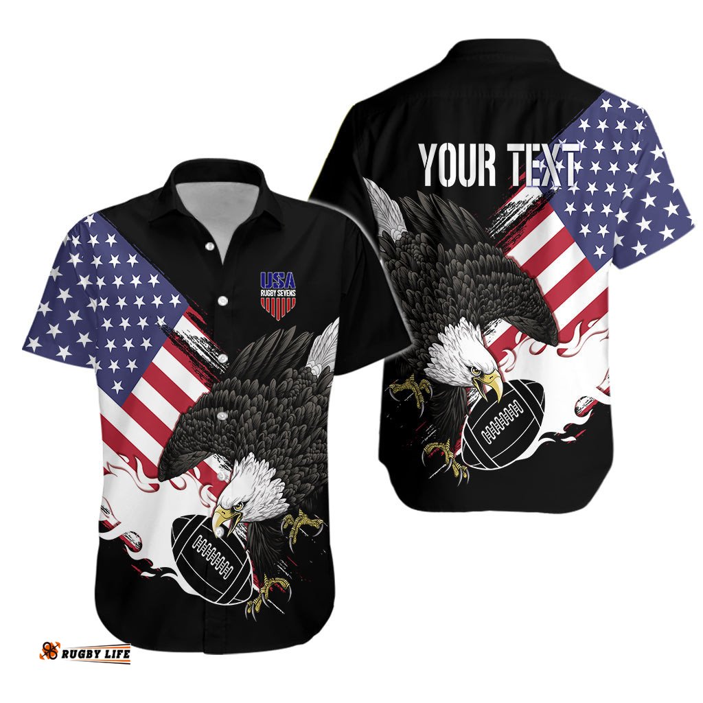 Personalised USA Rugby Sevens Hawaiian Shirt The Eagles