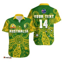 Custom Text And Number Cricket Australia Hawaiian Shirt Aussie Indigenous Special Version 2