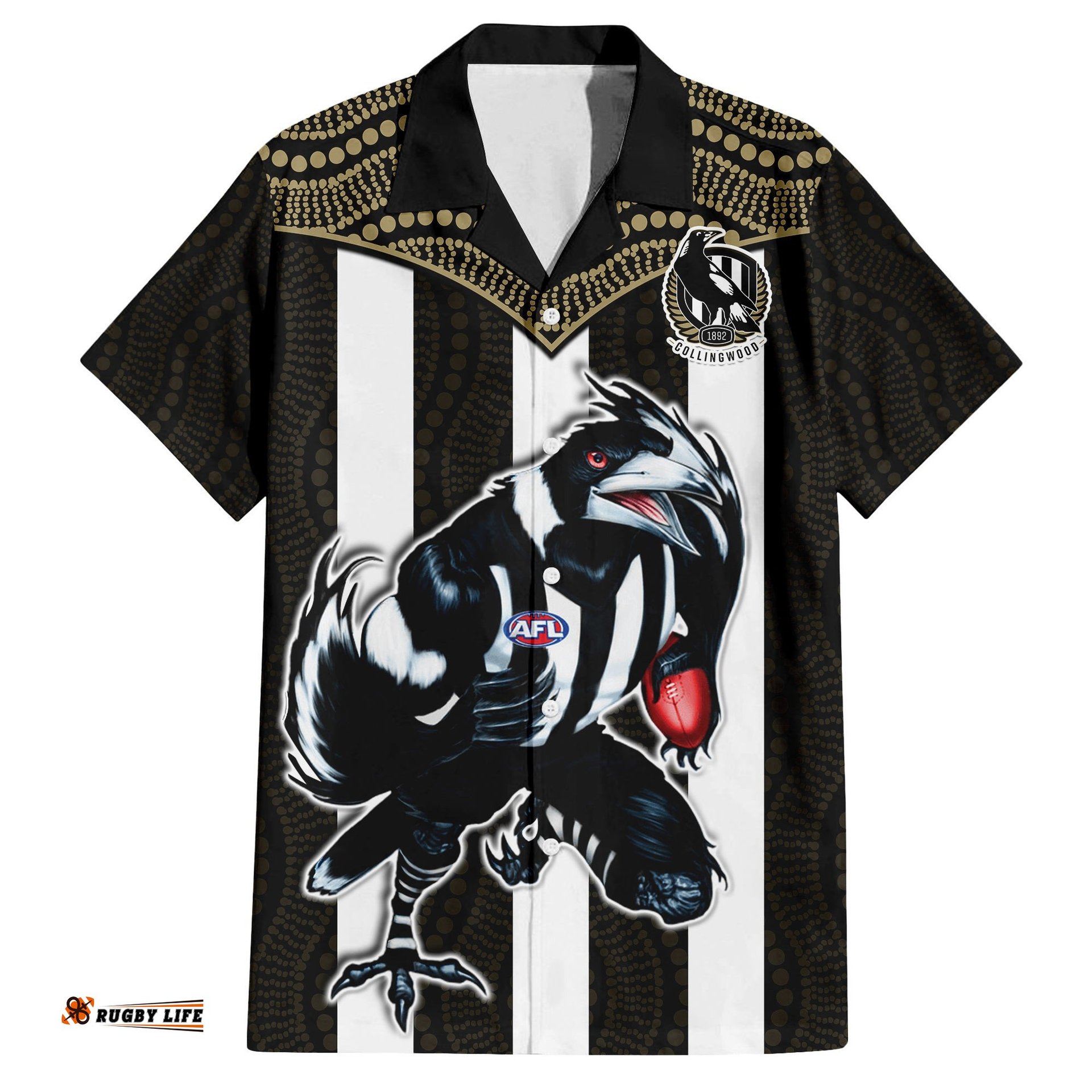 Magpies Football Hawaiian Shirt Collingwood 1892 Indigenous Sporty Style