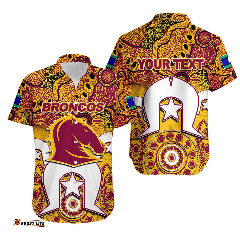 Custom Personalised Broncos Torres Strait Islanders Mix Aboriginal HawaiIan Shirt