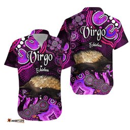 Australian Astrology Hawaiian Shirt Virgo Echidna Zodiac Aboriginal Vibes Pink