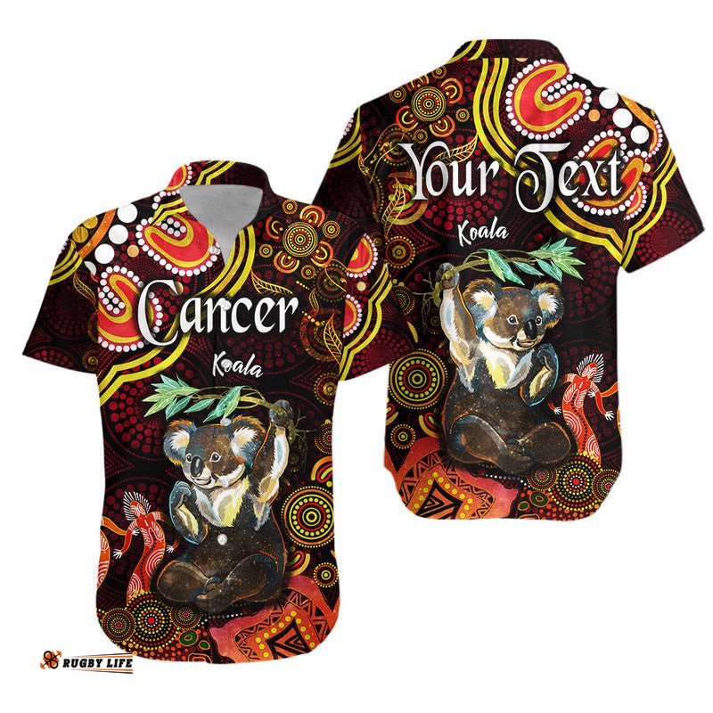 Custom Personalised Australian Astrology Hawaiian Shirt Cancer Koala Zodiac Aboriginal Vibes Red