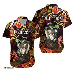 Custom Personalised Australian Astrology Hawaiian Shirt Cancer Koala Zodiac Aboriginal Vibes Red