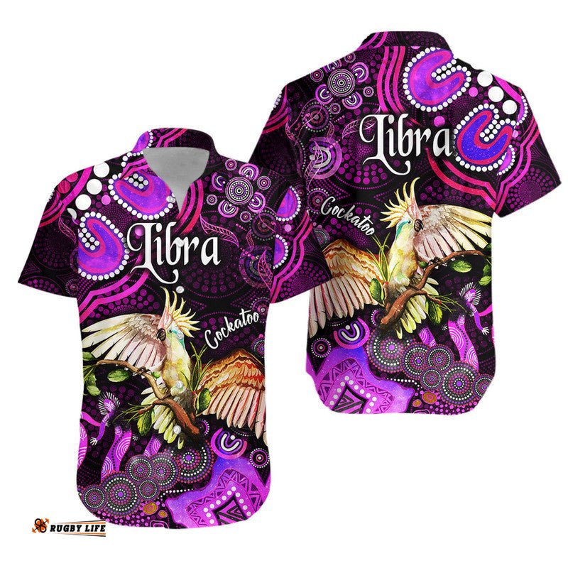 Australian Astrology Hawaiian Shirt Libra Cockatoo Glider Zodiac Aboriginal Vibes Pink