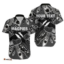 Custom Personalised Collingwood Magpies Hawwaiian Shirt Aboriginal Art