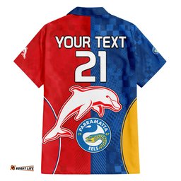 Custom Text And Number NRL Dolphins Combine Parra Eels Hawaiian Shirt Sporty Style