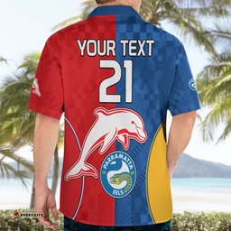 Custom Text And Number NRL Dolphins Combine Parra Eels Hawaiian Shirt Sporty Style