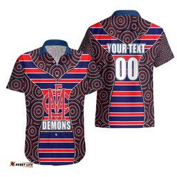 AFL Demons Hawaiian Shirt Mix Dot Aboriginal