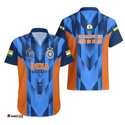 India Cricket Hawaiian Shirt Men In Blue Go Champions World Cup