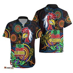 Roosters Rugby Aboriginal Art Hawaiian Shirt NAIDOC Indigenous Tribal