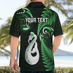 Personalised New Zealand Hawaiian Shirt Aotearoa Silver Fern With Manaia Maori Unique Green