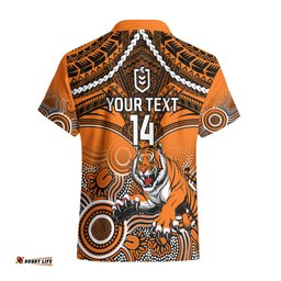 Personalised Tigers Rugby Hawaiian Shirt Aboriginal Mix Polynesian Pattern