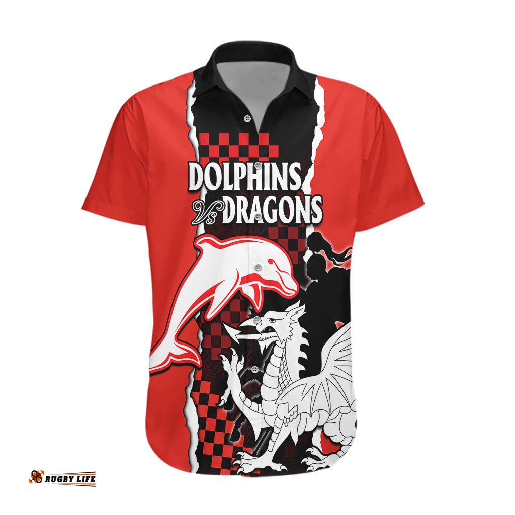 NRL Combine Dolphins and Dragons Hawaiian Shirt Sporty Style
