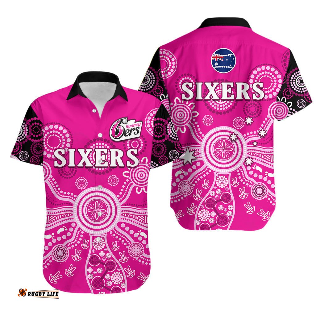 Sydney Sixers Hawaiian Shirt Cricket Indigenous Australian Art Ver.01