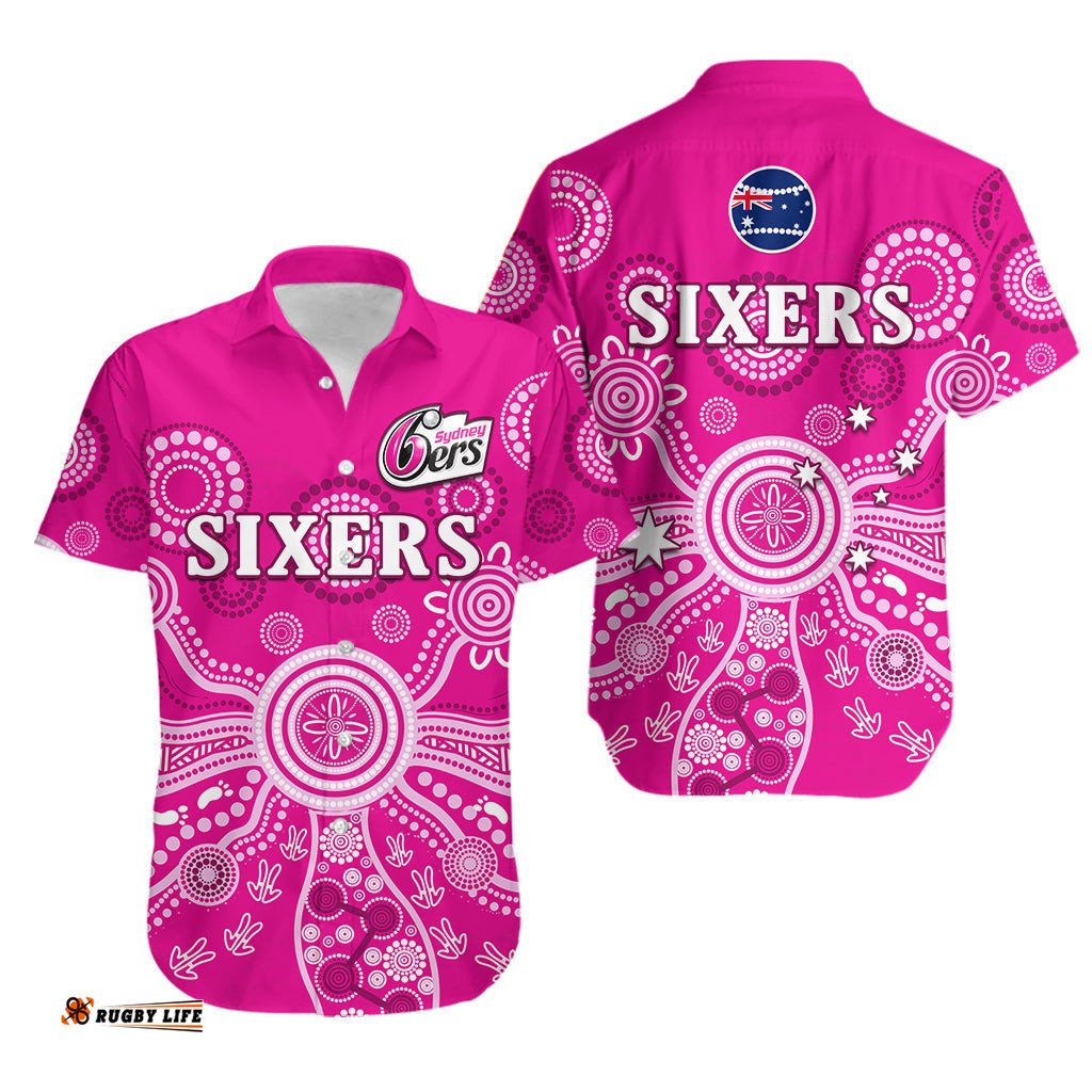 Sydney Sixers Hawaiian Shirt Cricket Indigenous Australian Art Ver.02