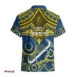 Cowboys Rugby Hawaiian Shirt Aboriginal Mix Polynesian Pattern