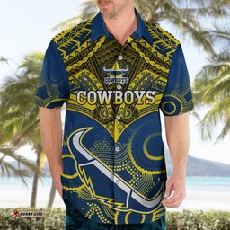Cowboys Rugby Hawaiian Shirt Aboriginal Mix Polynesian Pattern