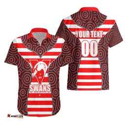 AFL Swans Hawaiian Shirt Mix Dot Aboriginal