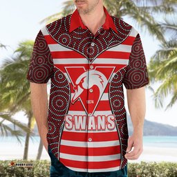 AFL Swans Hawaiian Shirt Mix Dot Aboriginal