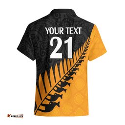 Custom Australia Wallabies and Aotearoa Rugby Hawaiian Shirt Kangaroo Black Fern Maori Gold Vibe
