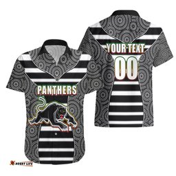 NRL Panthers Hawaiian Shirt Mix Dot Aboriginal Black Version