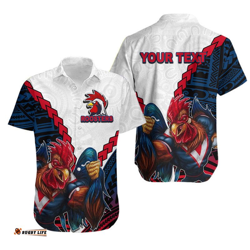 Roosters Rugby Hawaiian Shirt Mix Polynesian